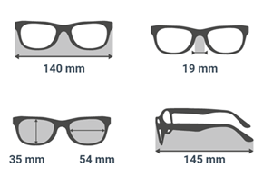 Размери на очилата